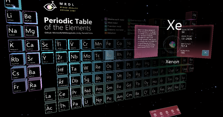 Bringing the Periodic Table of the Elements app to HoloLens 2 with MRTK v2